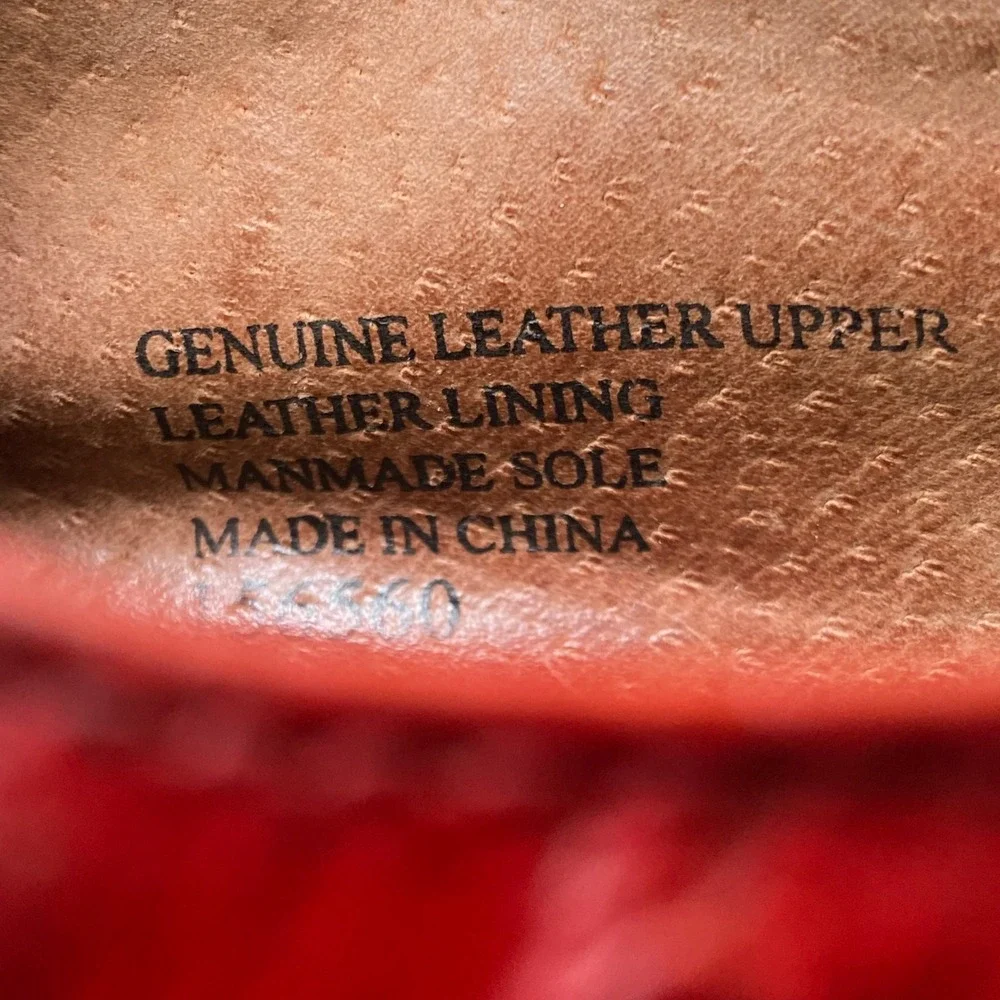 Giorgio Brutini Private Collection Red Ostrich Print Leather Shoes Men's 8.5M